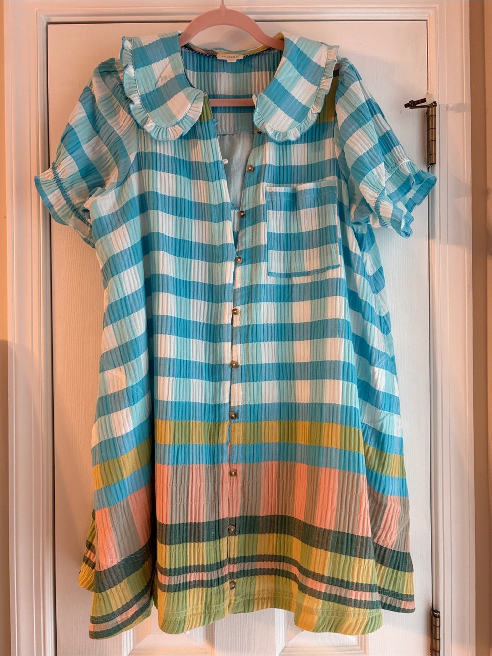 Pilcro Blue and White Striped Mini Dress